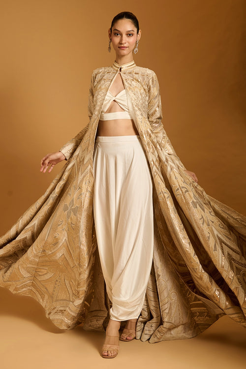 Trifecta Ivory Applique Anarkali Jacket