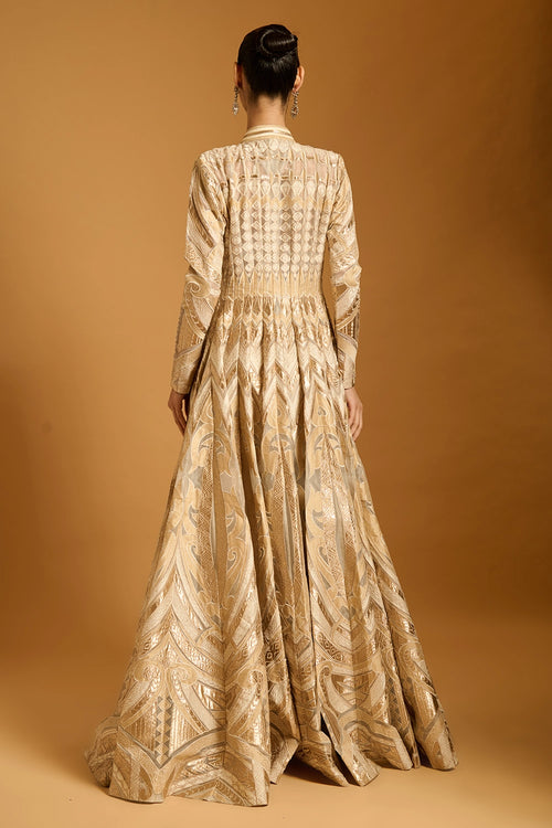 Trifecta Ivory Applique Anarkali Jacket