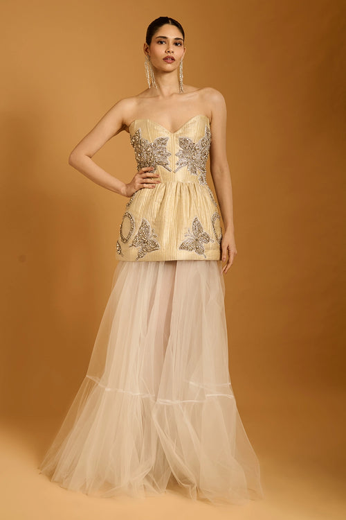 Trifecta Vanilla Crystal Corset Dress