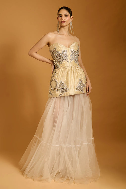 Trifecta Vanilla Crystal Corset Dress