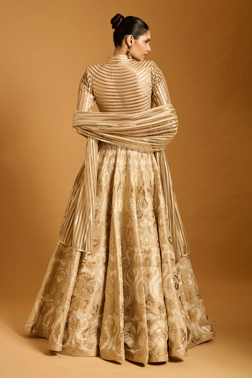 Trifecta Beige Applique Lehenga