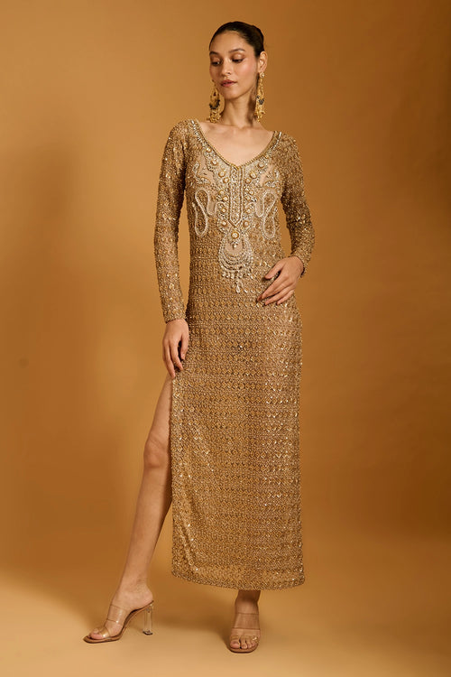 Trifecta Gold Necklace Sheer Kaftan