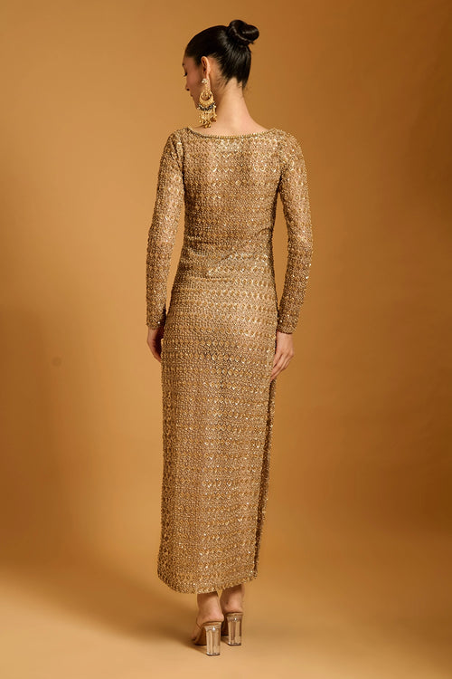 Trifecta Gold Necklace Sheer Kaftan