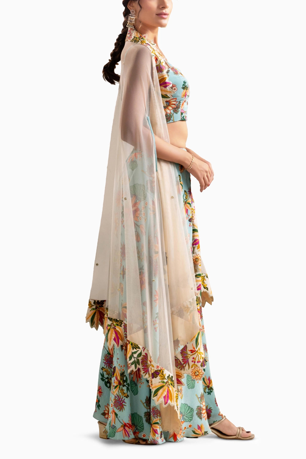 Aarani Embroidered Palazzo Set With A Cape