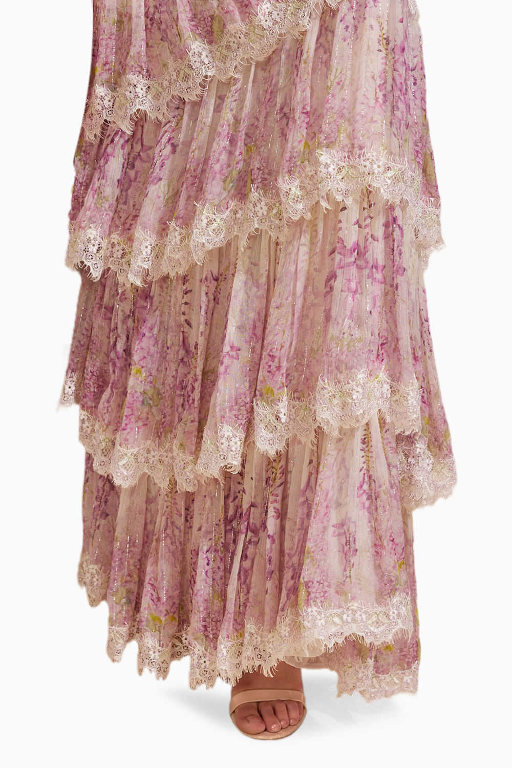 Blossom Elegance Lace Layered Long Dress