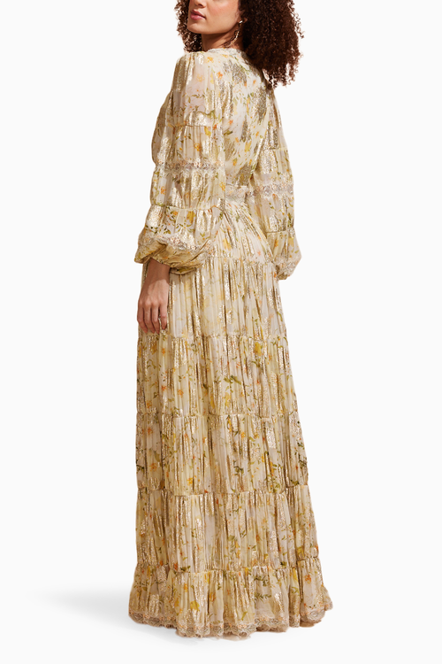Mint Radiance Lurex Printed Long Dress