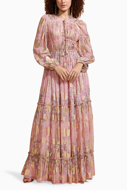 Blush Radiance Lurex Long Dress