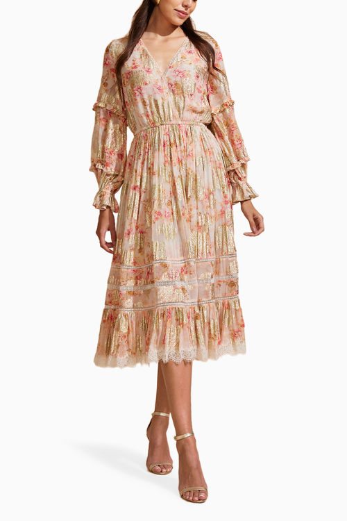 Coral Breeze Midi Dress