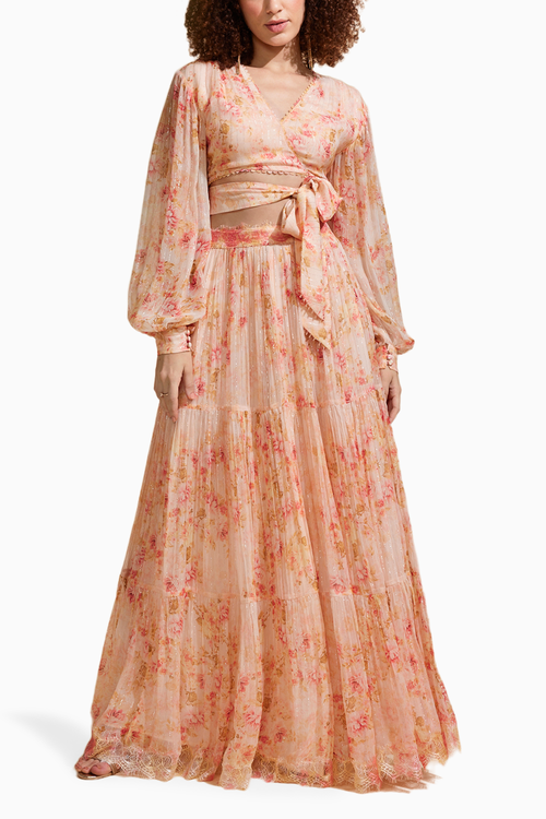Coral Bliss Top and Skirt Set