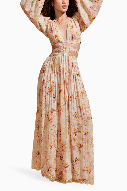 Serene Breeze Long Dress with Waist Cut