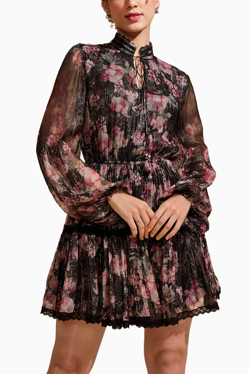 Midnight Rose Printed Short Dress