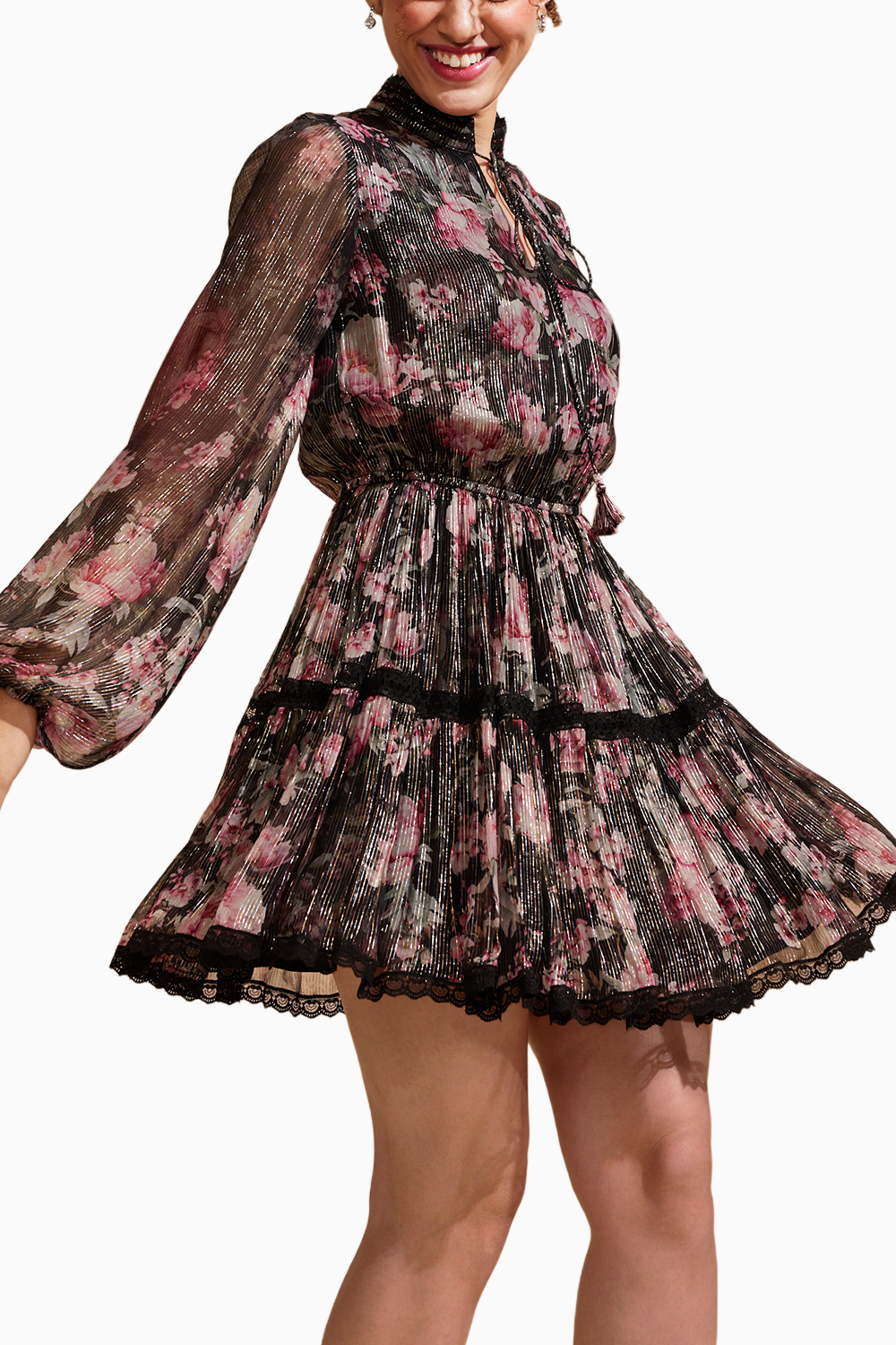 Midnight Rose Printed Short Dress