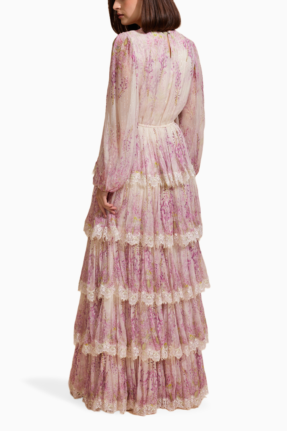 Blossom Elegance Lace Layered Long Dress