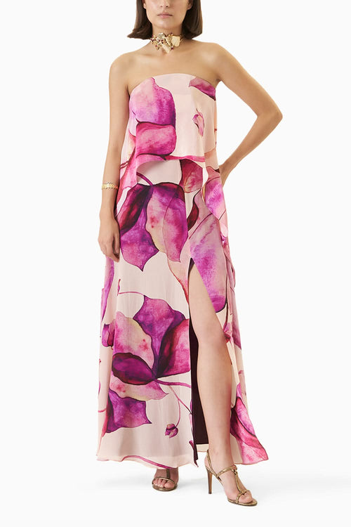 Bougainvillea Print Bias Flare Dress