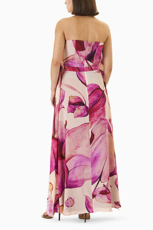 Bougainvillea Print Bias Flare Dress