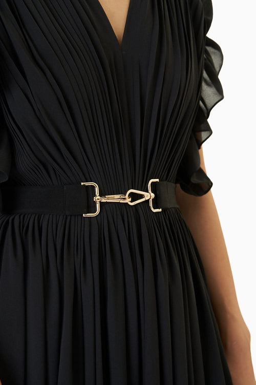 Black Ruffled Draped Jumpsuit
