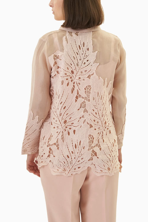 Dusty Pink Leaf Applique Shirt