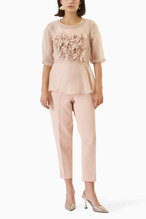 Dusty Pink Bow Top with Pants Set