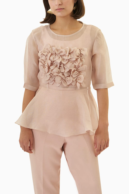 Dusty Pink Organza Bow Top
