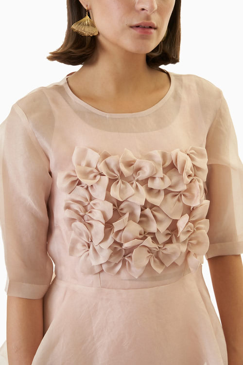 Dusty Pink Organza Bow Top