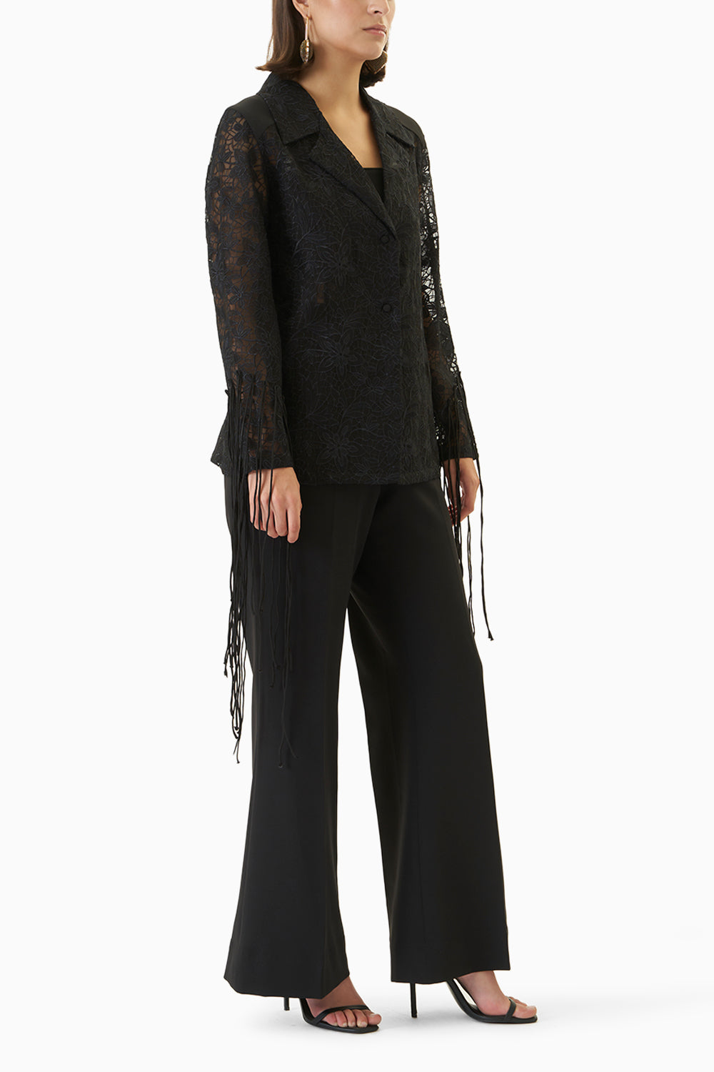 Black Lace Cairo Blazer with Pants Set