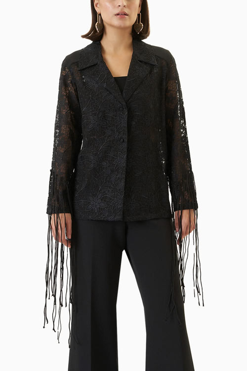 Black Lace Cairo Blazer with Pants Set