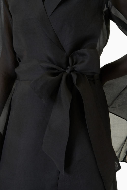 Black Bianca Trench Coat with Pants Set