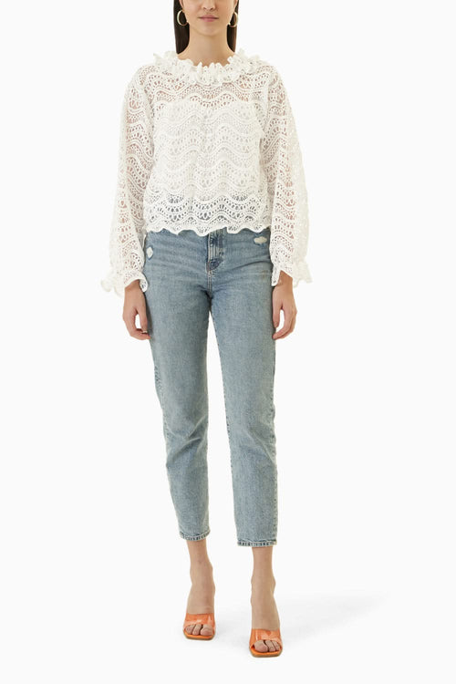 Dahlia White Open Back Blouse