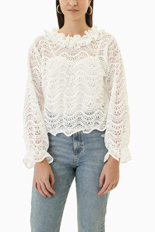 Dahlia White Open Back Blouse