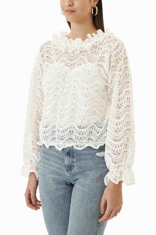 Dahlia White Open Back Blouse