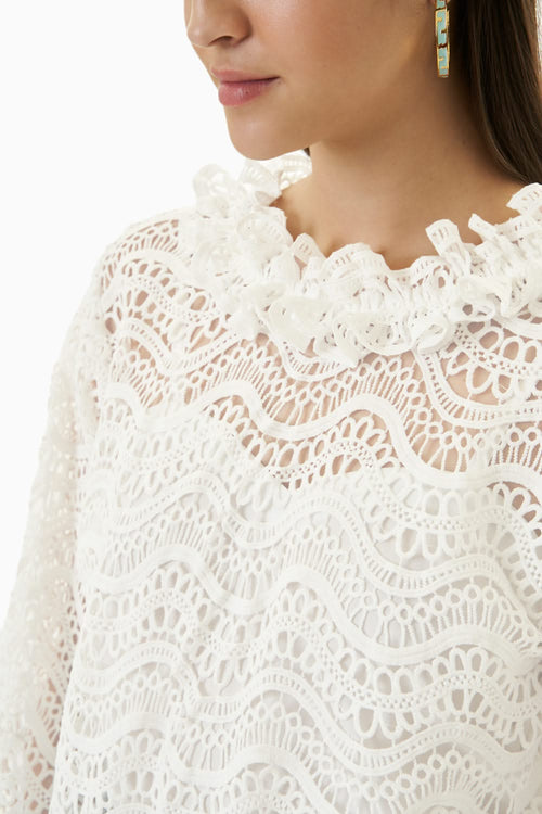Dahlia White Open Back Blouse