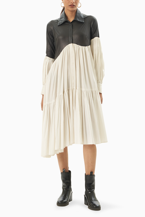 Monochrome Asymmetric Tier Dress