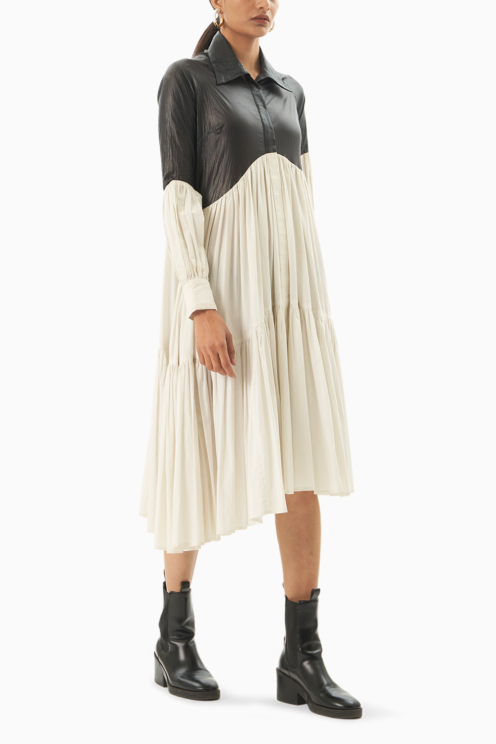 Monochrome Asymmetric Tier Dress