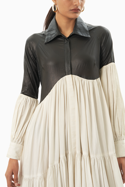 Monochrome Asymmetric Tier Dress