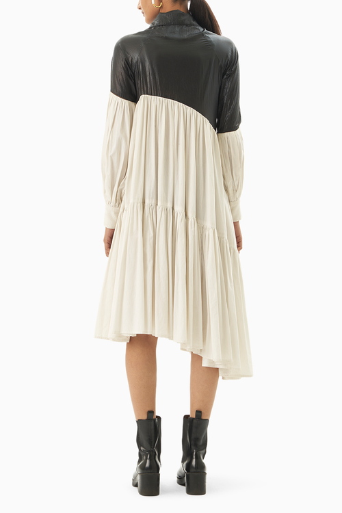 Monochrome Asymmetric Tier Dress
