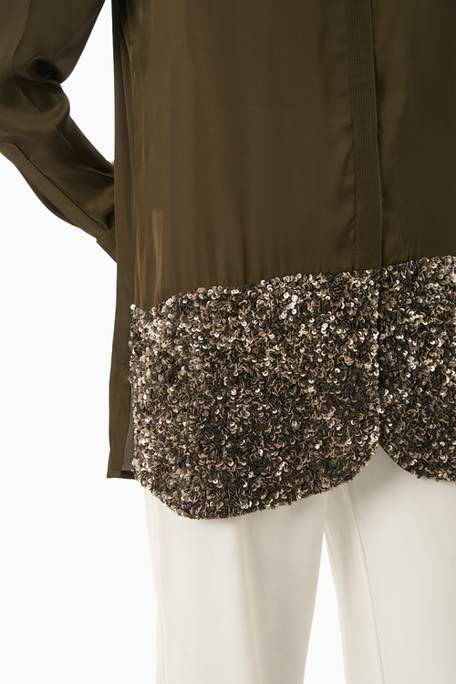 Embellished Green Shirt
