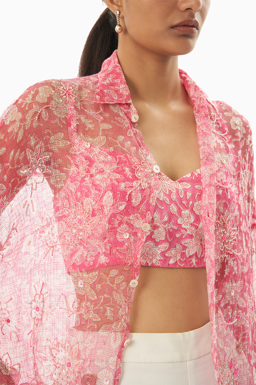 Pink Tara Blouse with Kota Shirt