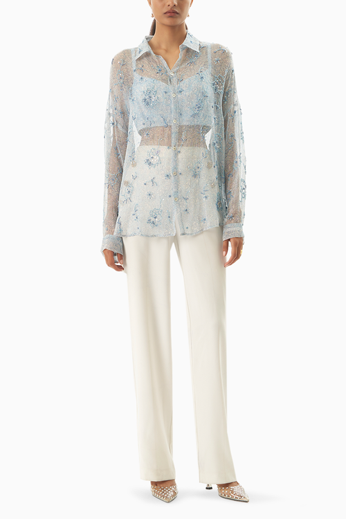 Blue Manju Blouse with Kota Shirt