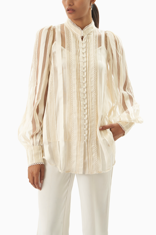 Pale Smoke Linen Top