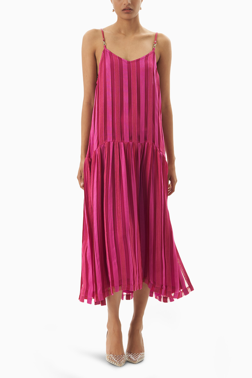 Hot Pink Egg Shell Maxi Slip Dress