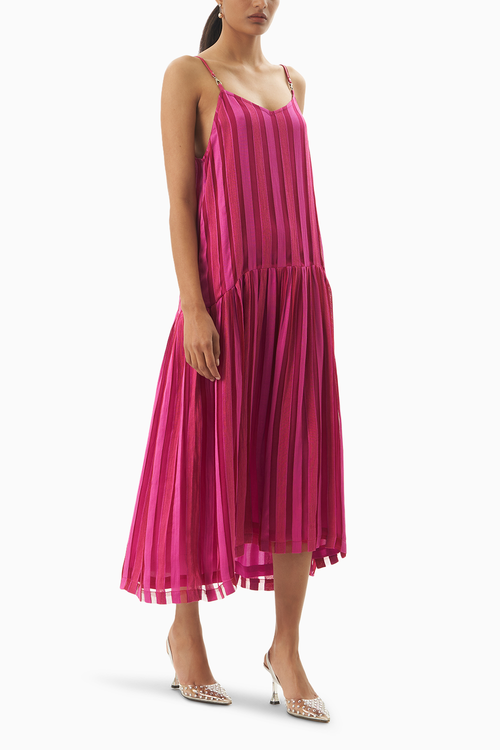 Hot Pink Egg Shell Maxi Slip Dress