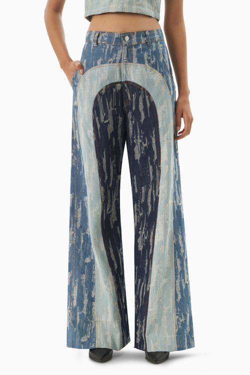 Colour Block Denim Trousers