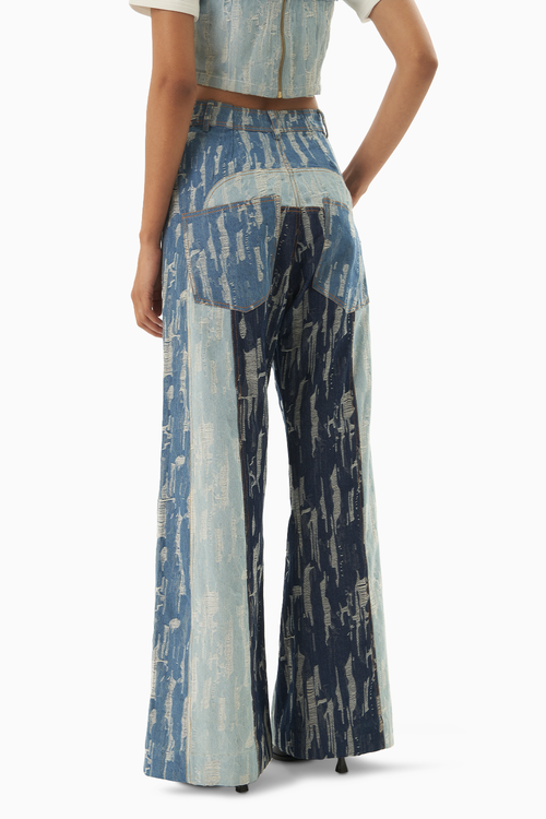 Colour Block Denim Trousers