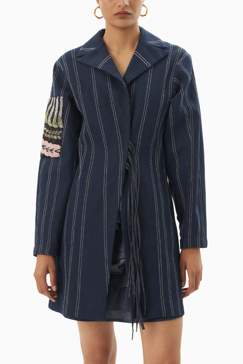 Denim Embroidered Blazer