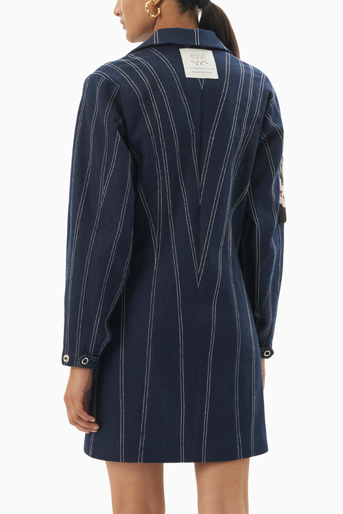 Denim Embroidered Blazer