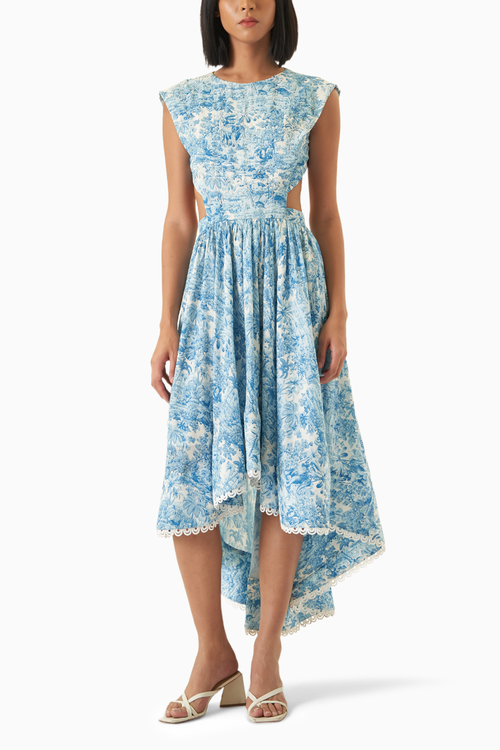 Waist Cut-out Hi Low Dress