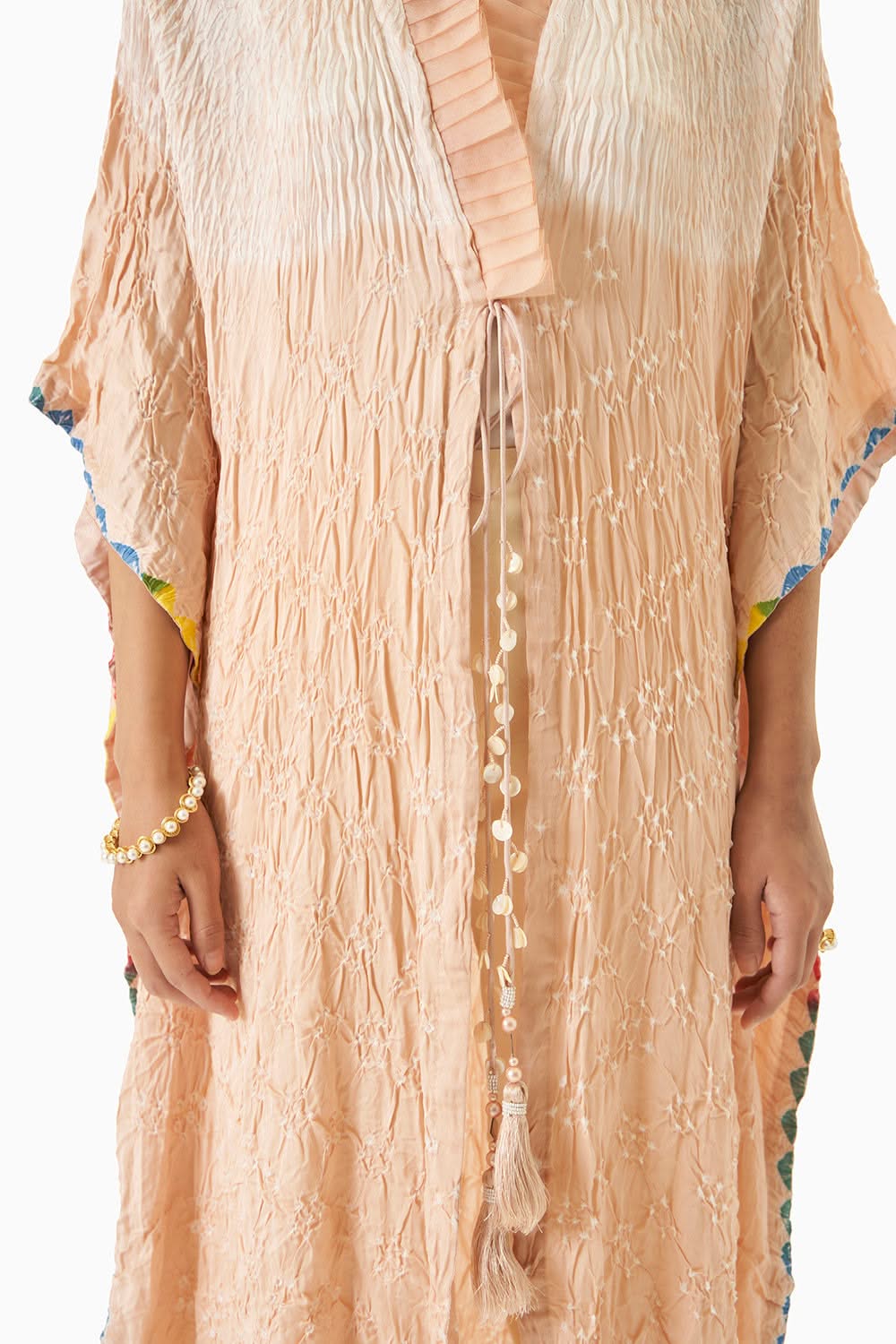 Bandhani Overlay with Frill Neck