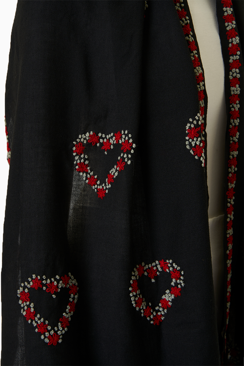 Black Heart Wool Scarf