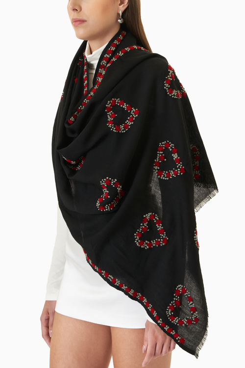 Black Heart Wool Scarf
