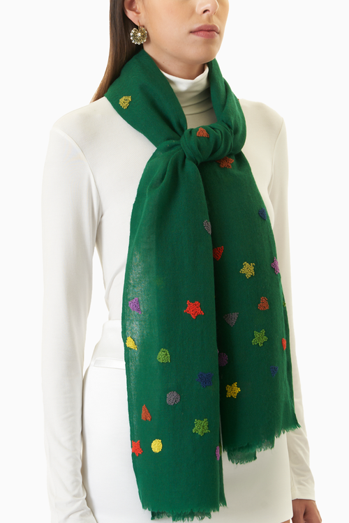 Green Merino Wool Scarf